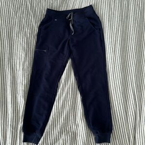 Figs Navy blue high waisted joggers size small. Like new!